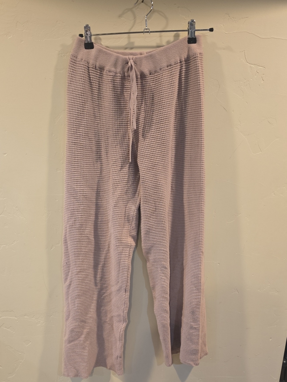 Waffle Knit Drawstring Lounge Pants - Dusty Pink